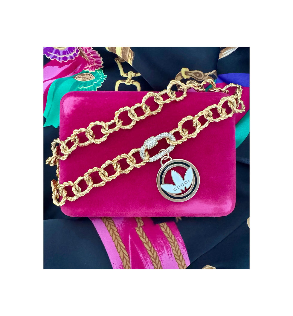 Thumbnail: Repurposed RARE Limited Edition Gucci Adidas White Trefoil Choker Necklace