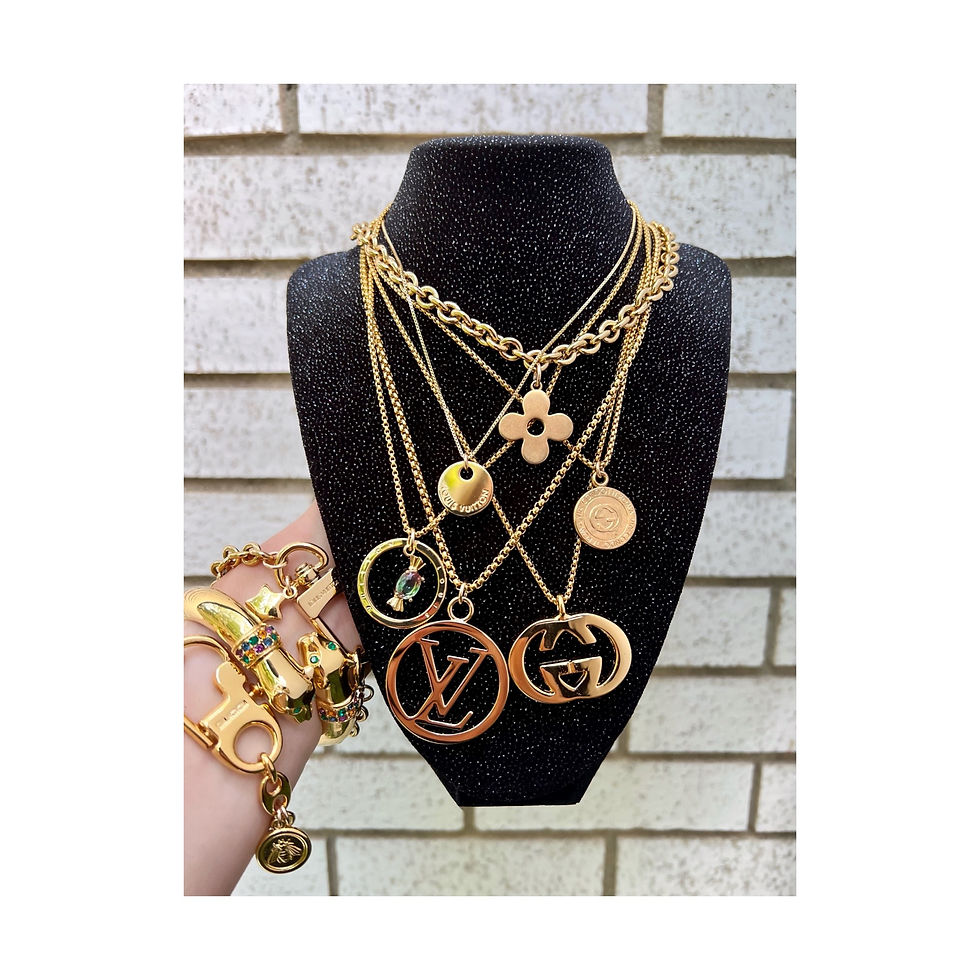 Thumbnail: Repurposed Gucci Gold Double Sided GG Roma Coin Charm Necklace