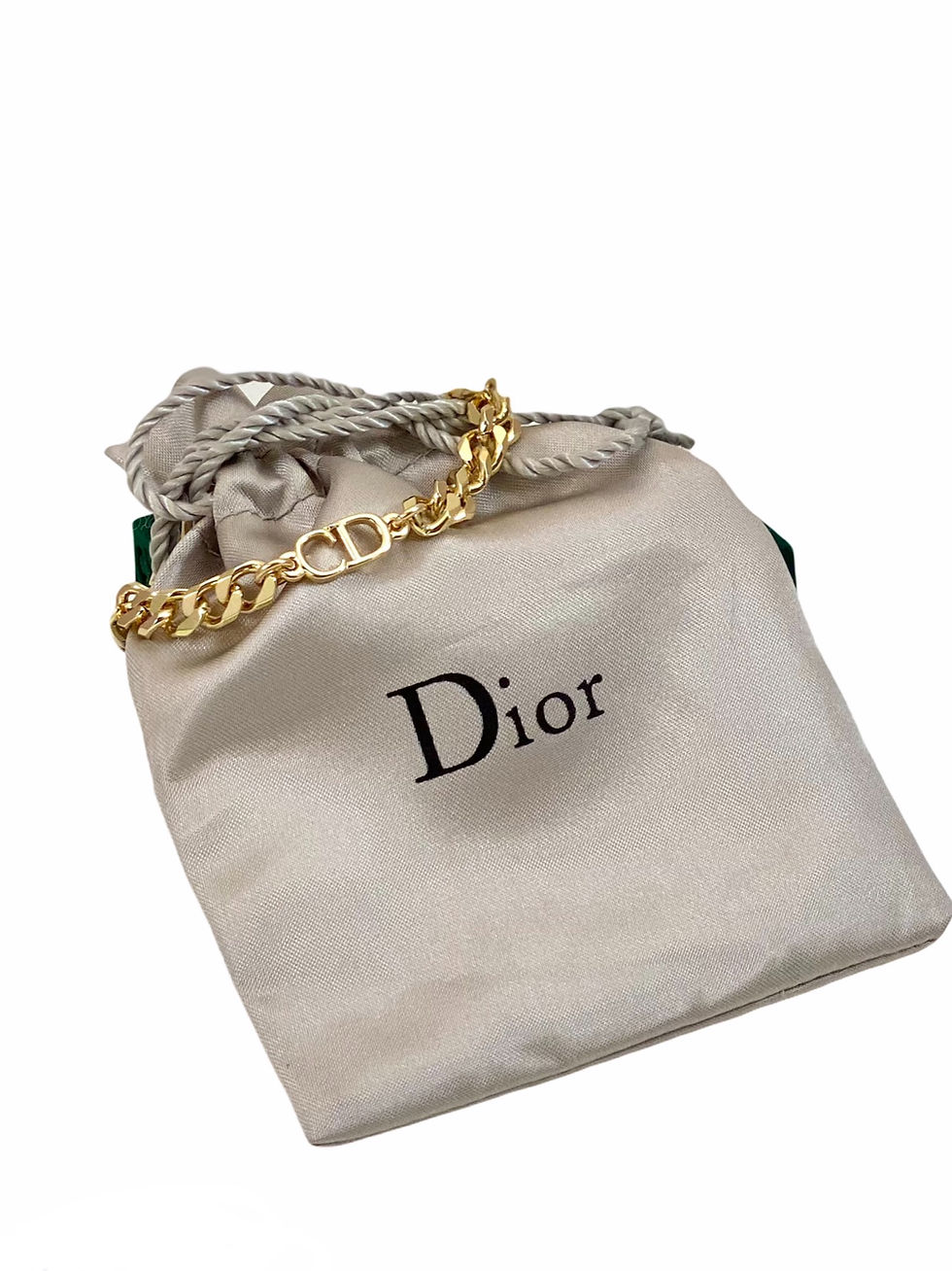 Thumbnail: Repurposed Gold Christian Dior CD Cuban Link Bracelet