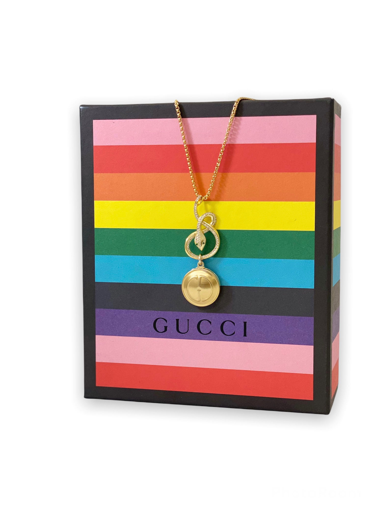 Repurposed Vintage Gucci GG & Snake Charm Necklace