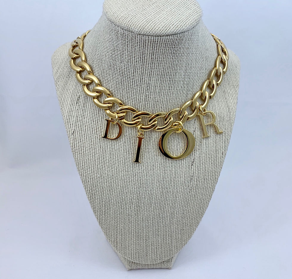 Thumbnail: Repurposed Floating Dior Letters Charm Choker Necklace