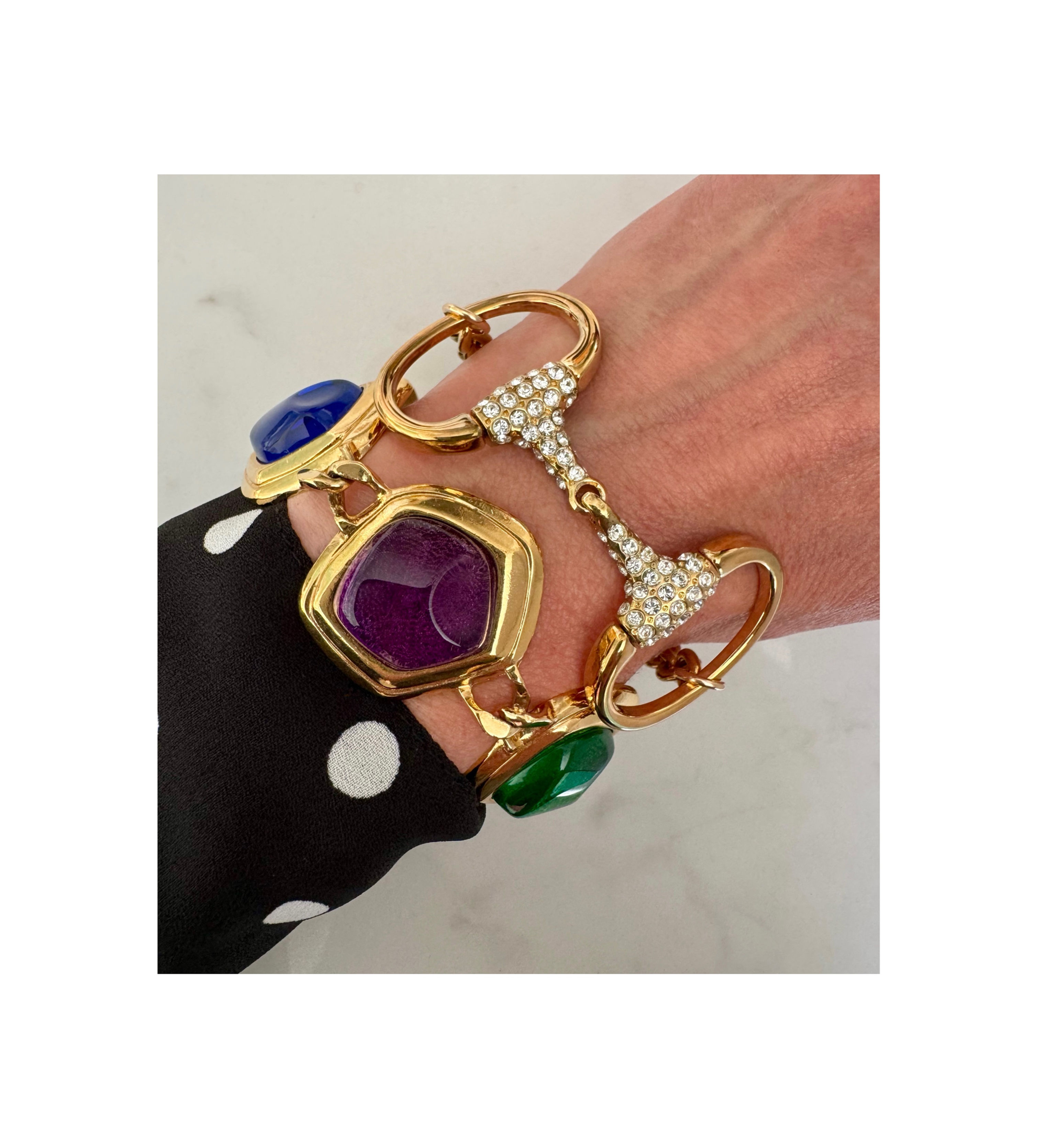 Repurposed Vintage Gucci Rare Gold & Swarovski Horsebit Bracelet