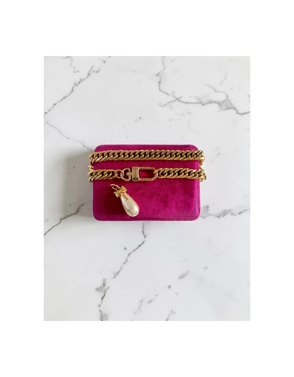 Thumbnail: Repurposed Louis Vuitton Clip w/Removable Vintage Pearl Drop Choker Necklace