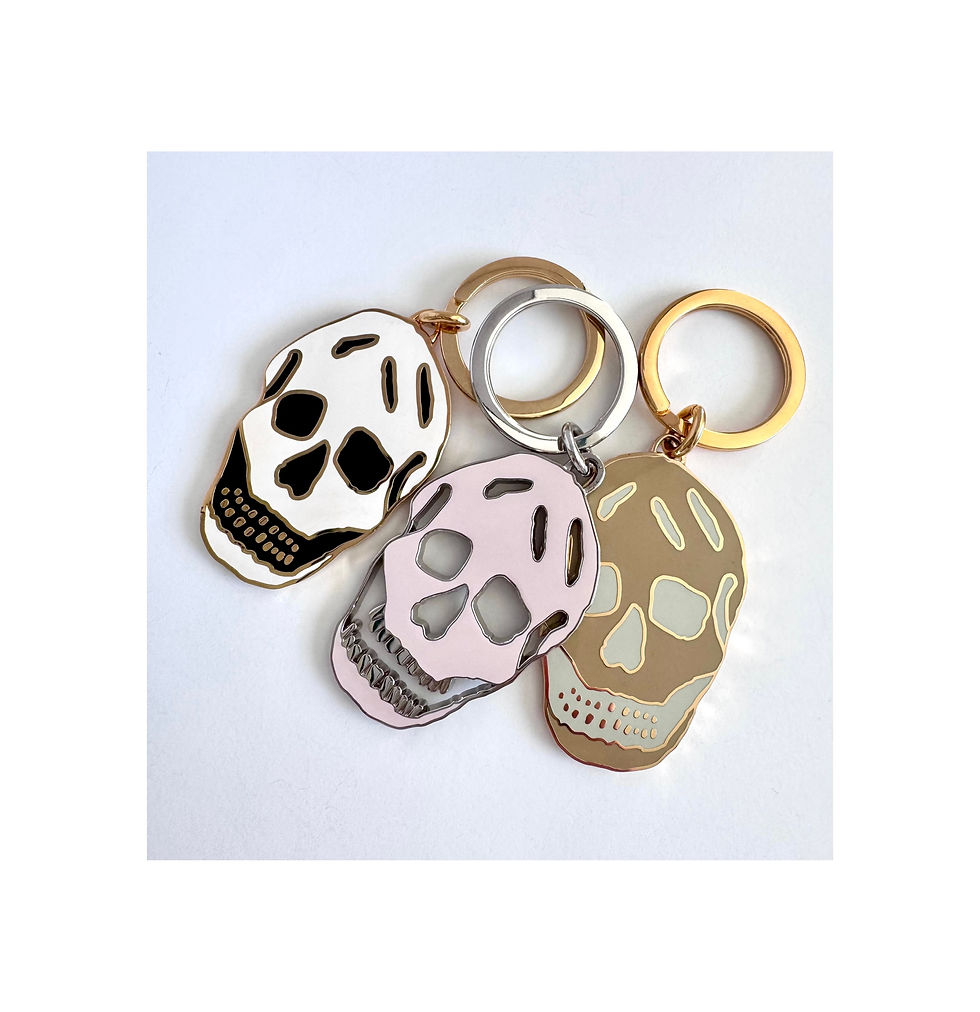 Thumbnail: Repurposed XXL Alexander McQueen Pale Pink Silver RARE Cut Out Skull Necklace