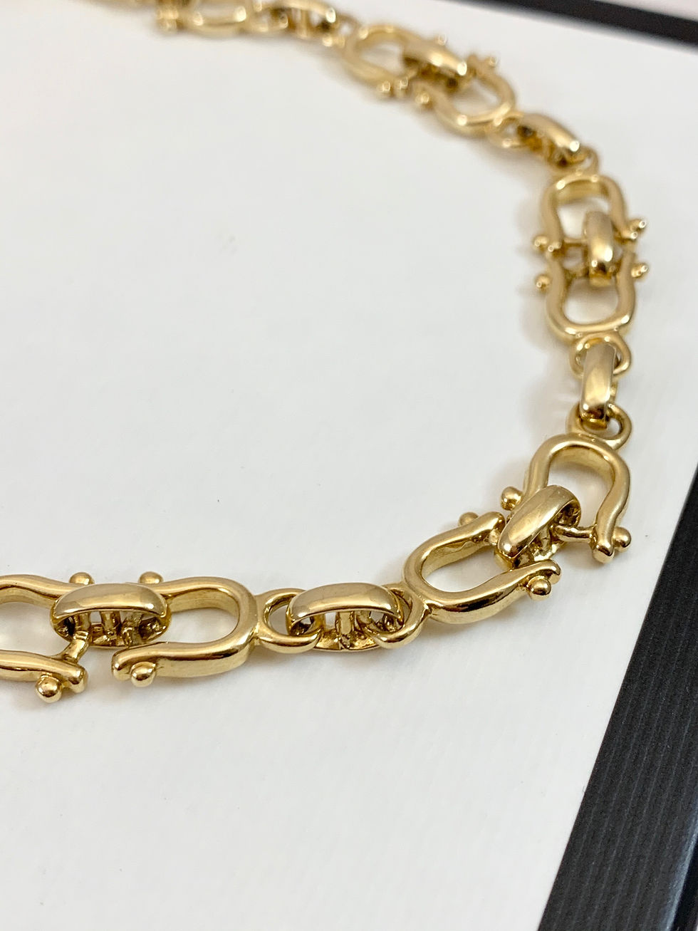 Thumbnail: Vintage Repurposed Gucci Gold GG Stirrup Equestrian Link Necklace
