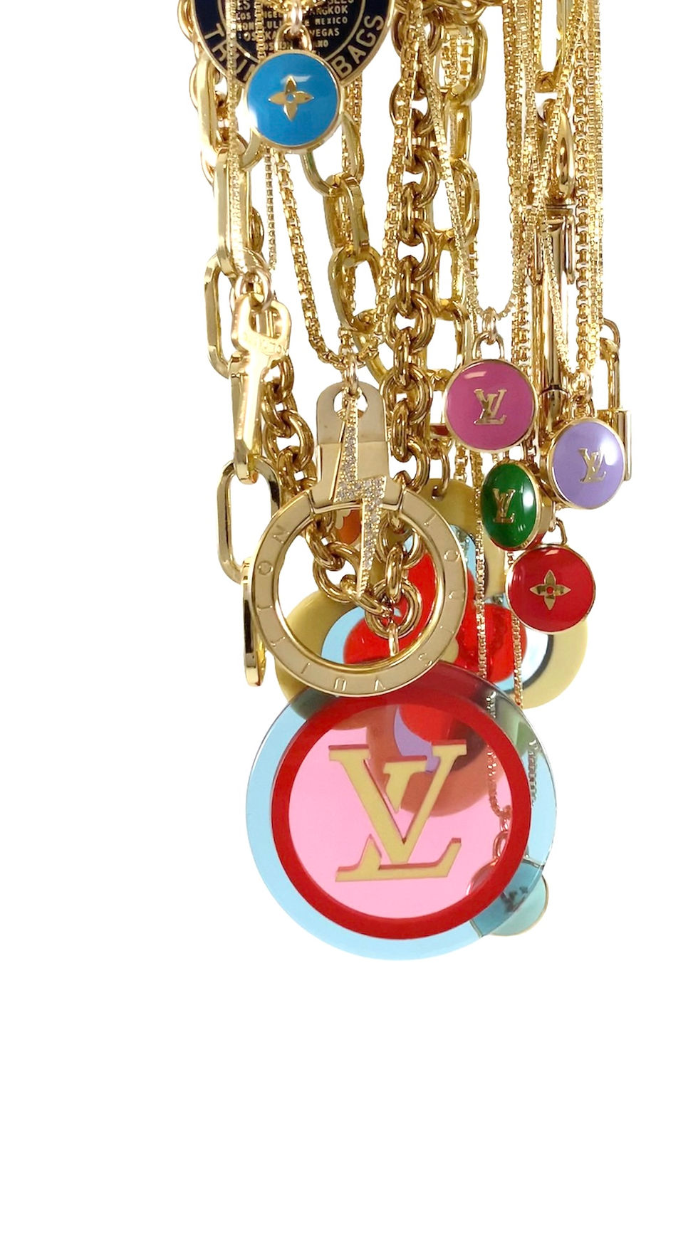 Thumbnail: Repurposed Louis Vuitton Large Gold Ring & CZ Lightning Bolt Necklace