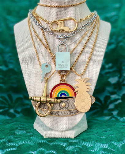 Repurposed Vintage Silver Gucci Lock Toggle Choker Necklace