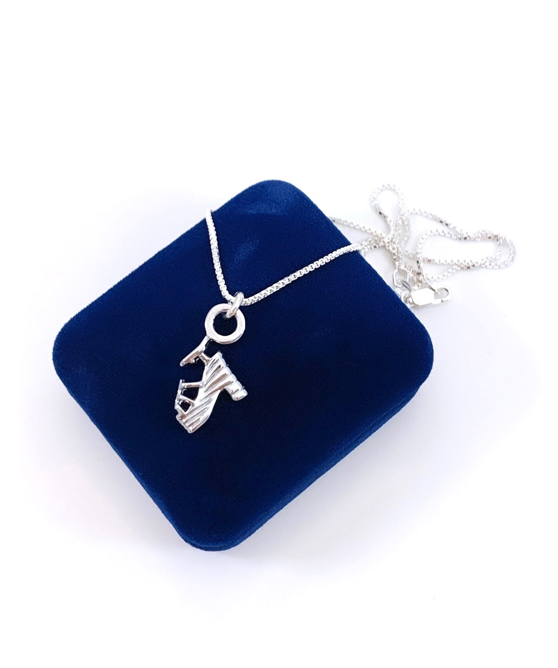 Repurposed Salvatore Ferragamo Iconic Silver Shoe Charm Necklace