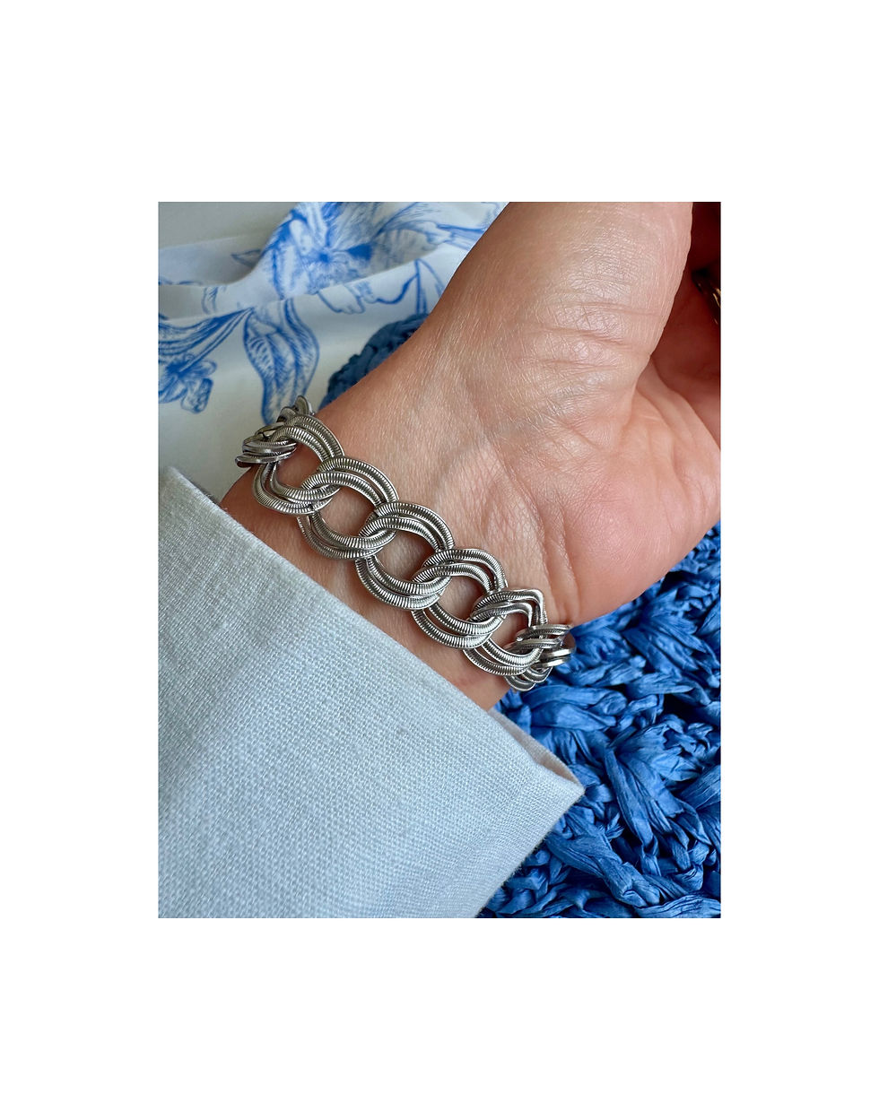 Thumbnail: Repurposed Vintage Gucci Silver & Taupe Charm Bracelet