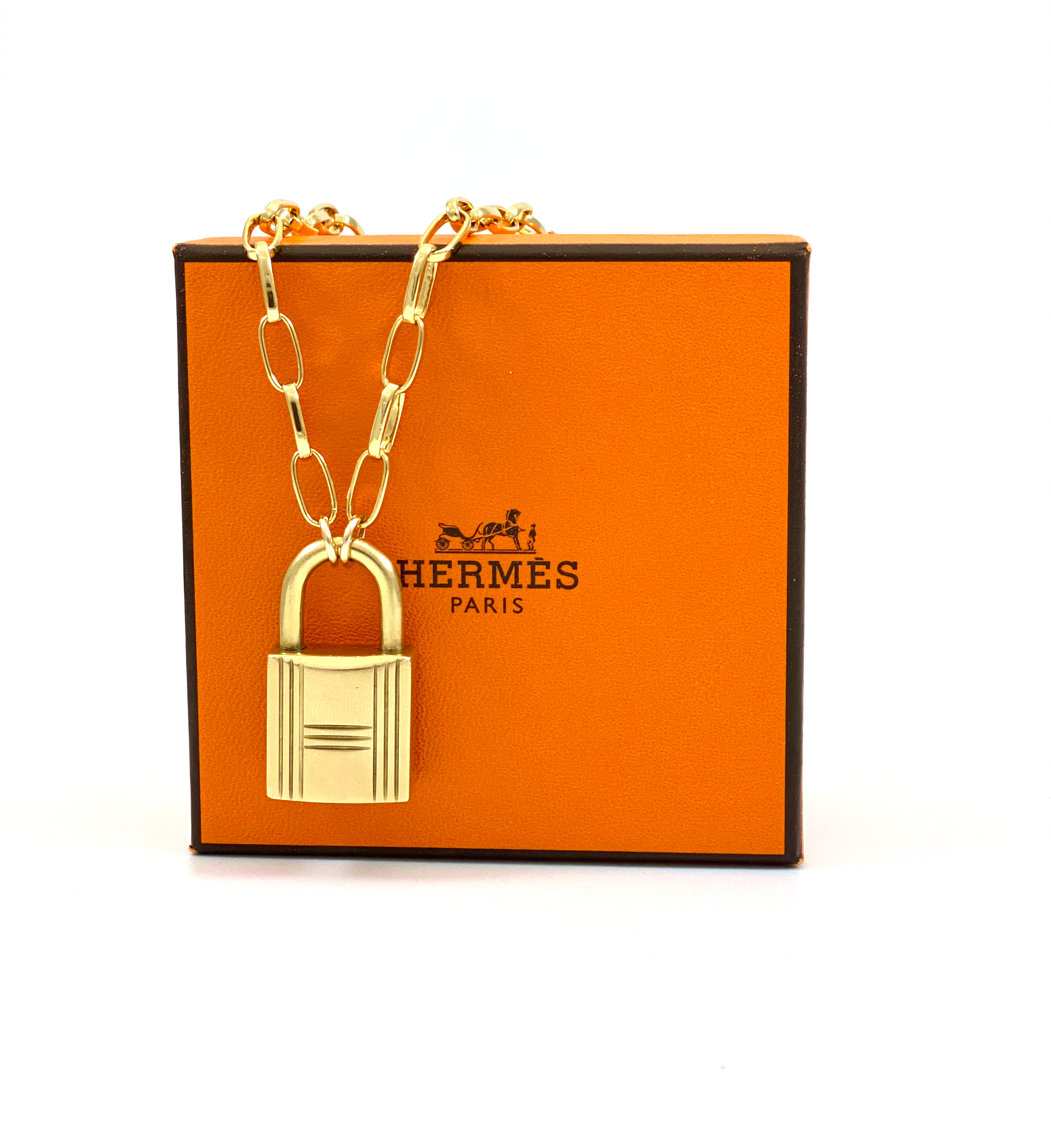 Vintage Repurposed Hermès Padlock Paperclip Choker Necklace