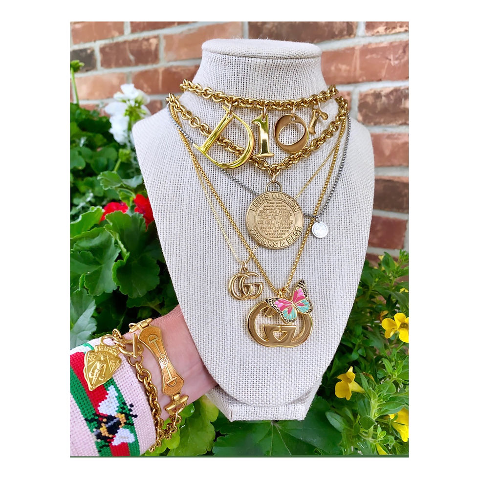 Thumbnail: Repurposed Vintage 1970's Gold GG Enamel RARE Horsebit Link Bracelet