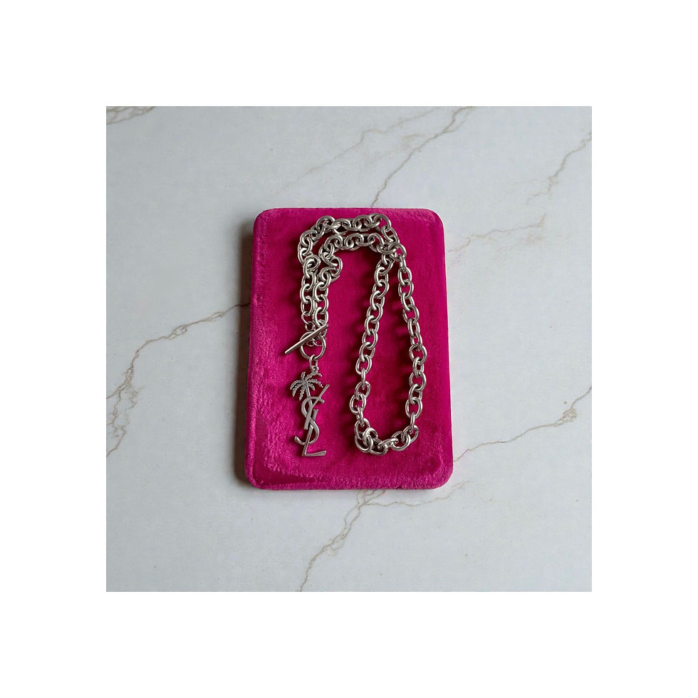 Thumbnail: Repurposed Very RARE YSL Silver Palm Tree Logo Necklace