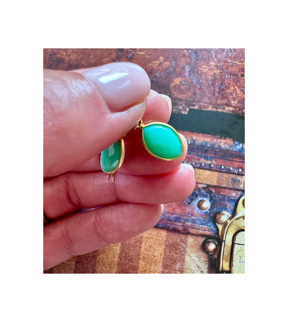 Thumbnail: Chrysoprase Chalcedony Gemstone Vermeil Wire Earrings