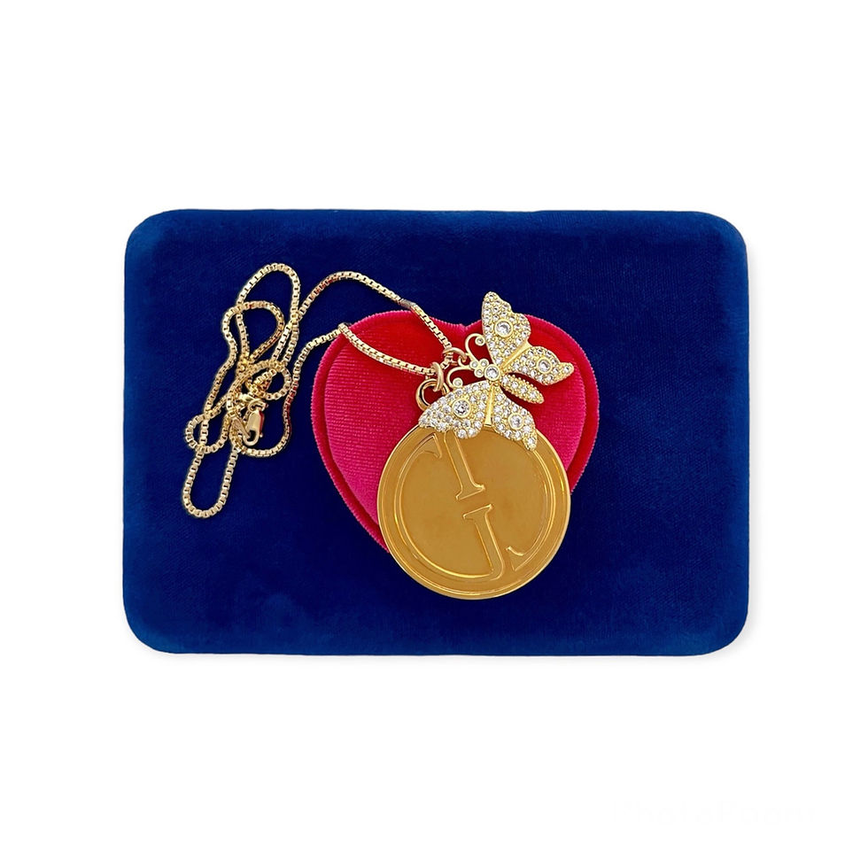 Thumbnail: Repurposed Vintage Gold XL Gucci & Removable Butterfly Charm Necklace