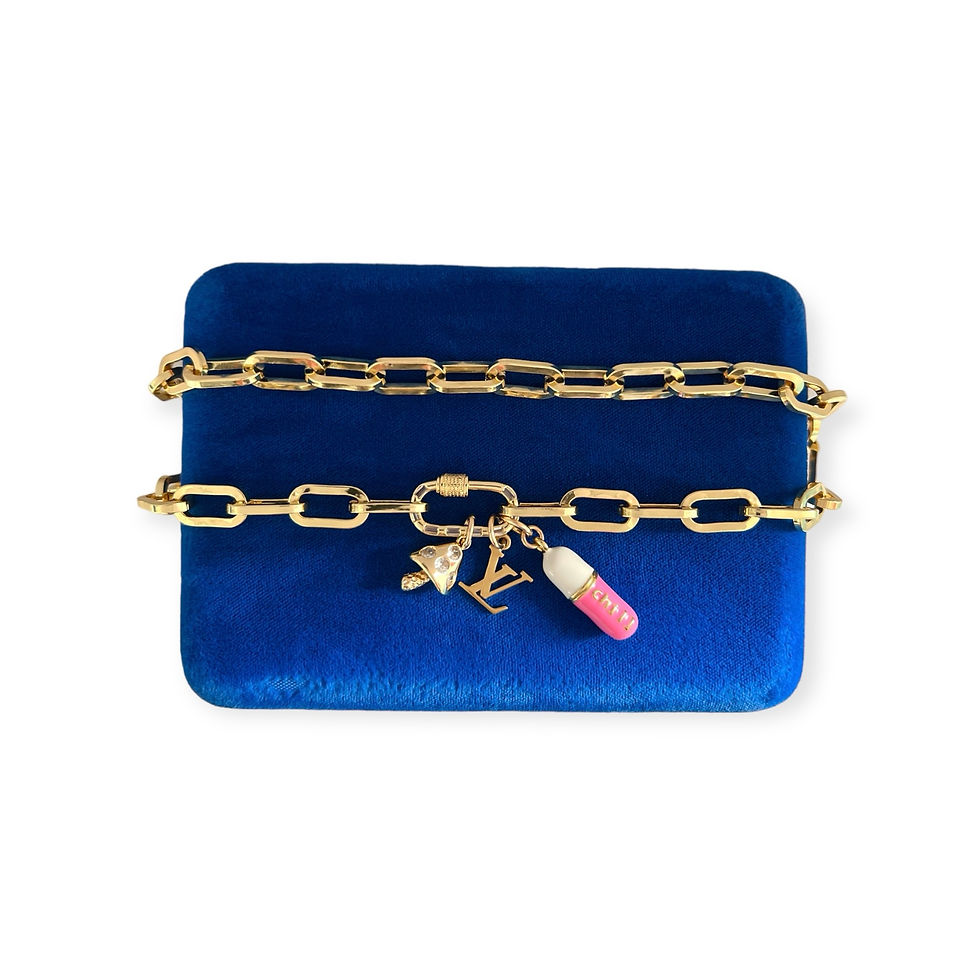 Thumbnail: Repurposed Louis Vuitton Removable LV, Chill Pill & Mushroom Charms Necklace