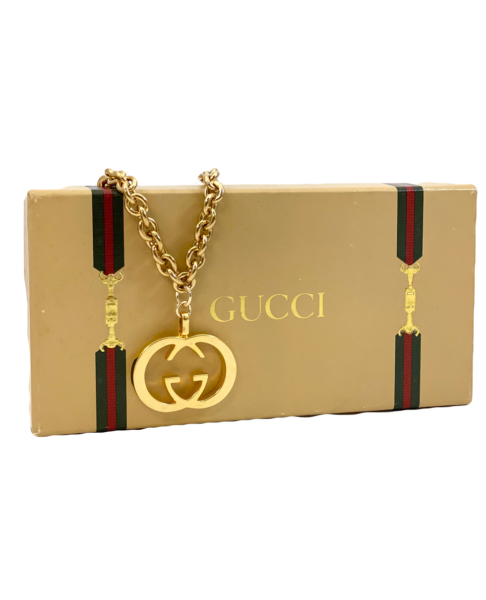 Thumbnail: Repurposed Vintage '80s Gucci XL Gold GG Choker Necklace With Original Gucci Box