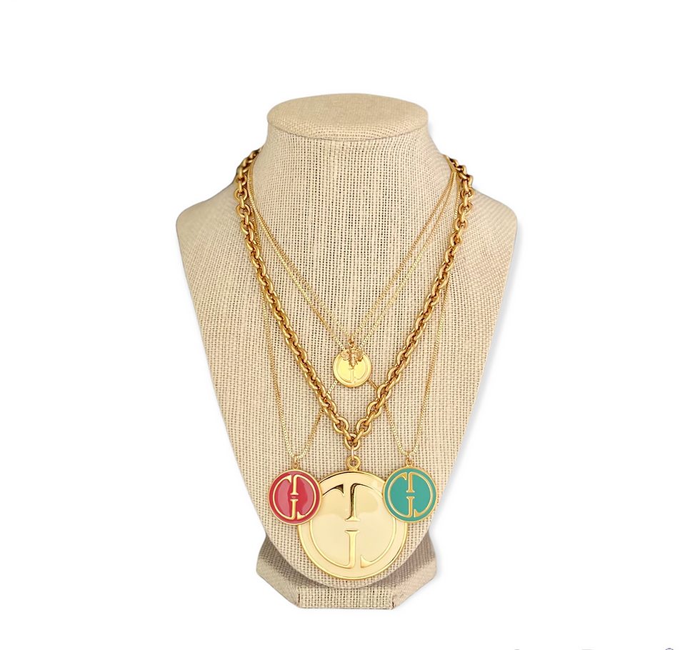 Thumbnail: Repurposed Vintage 1990's HUGE Gucci Cream Enamel Necklace