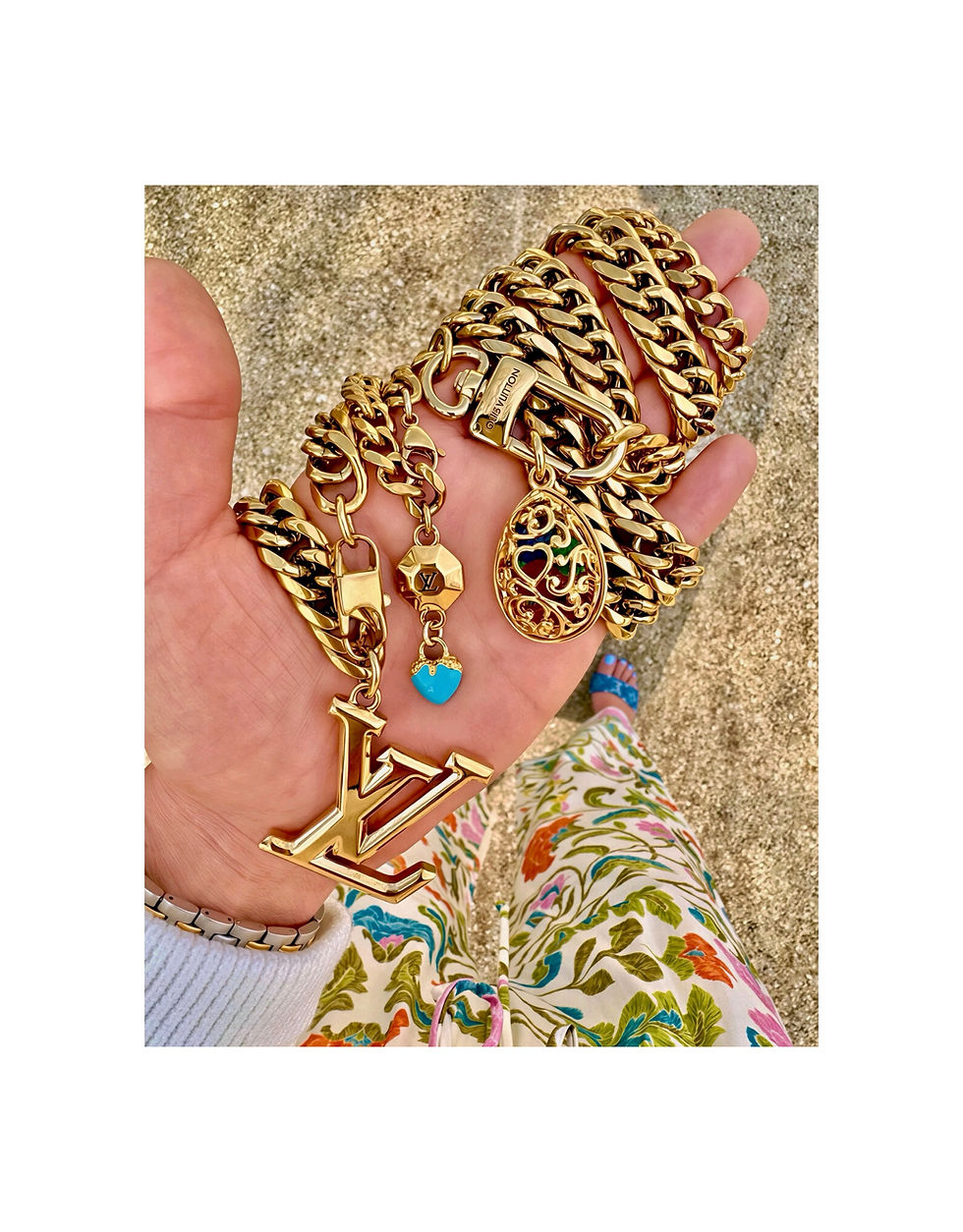 Thumbnail: Repurposed Louis Vuitton Clip w/Removable Vintage Filigree Charm Choker Necklace