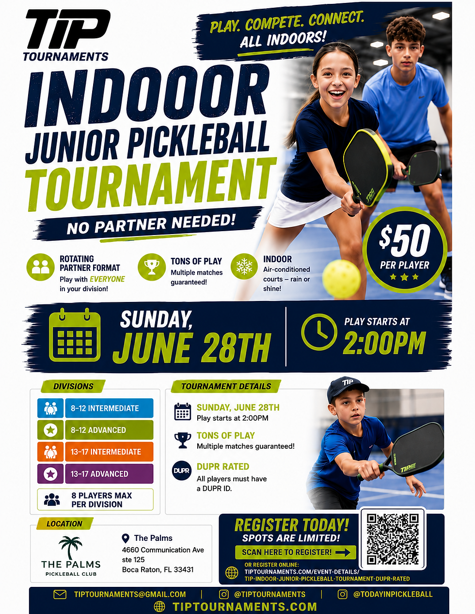 TIP INDOOR JUNIOR PICKLEBALL CHAMPIONSHIP (DUPR RATED)