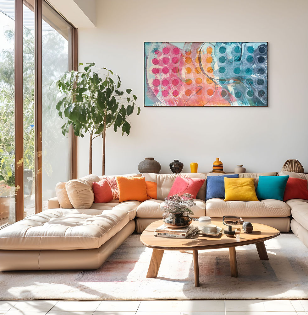 Thumbnail: Buttons, 54"x28", mixed media on canvas