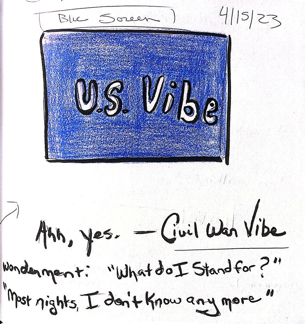 Sketch and notes from download on 4/15/2023. U.S. Vibe