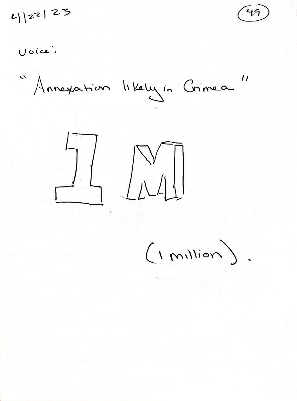 Sketch and notes, Annexation likely in Crimea