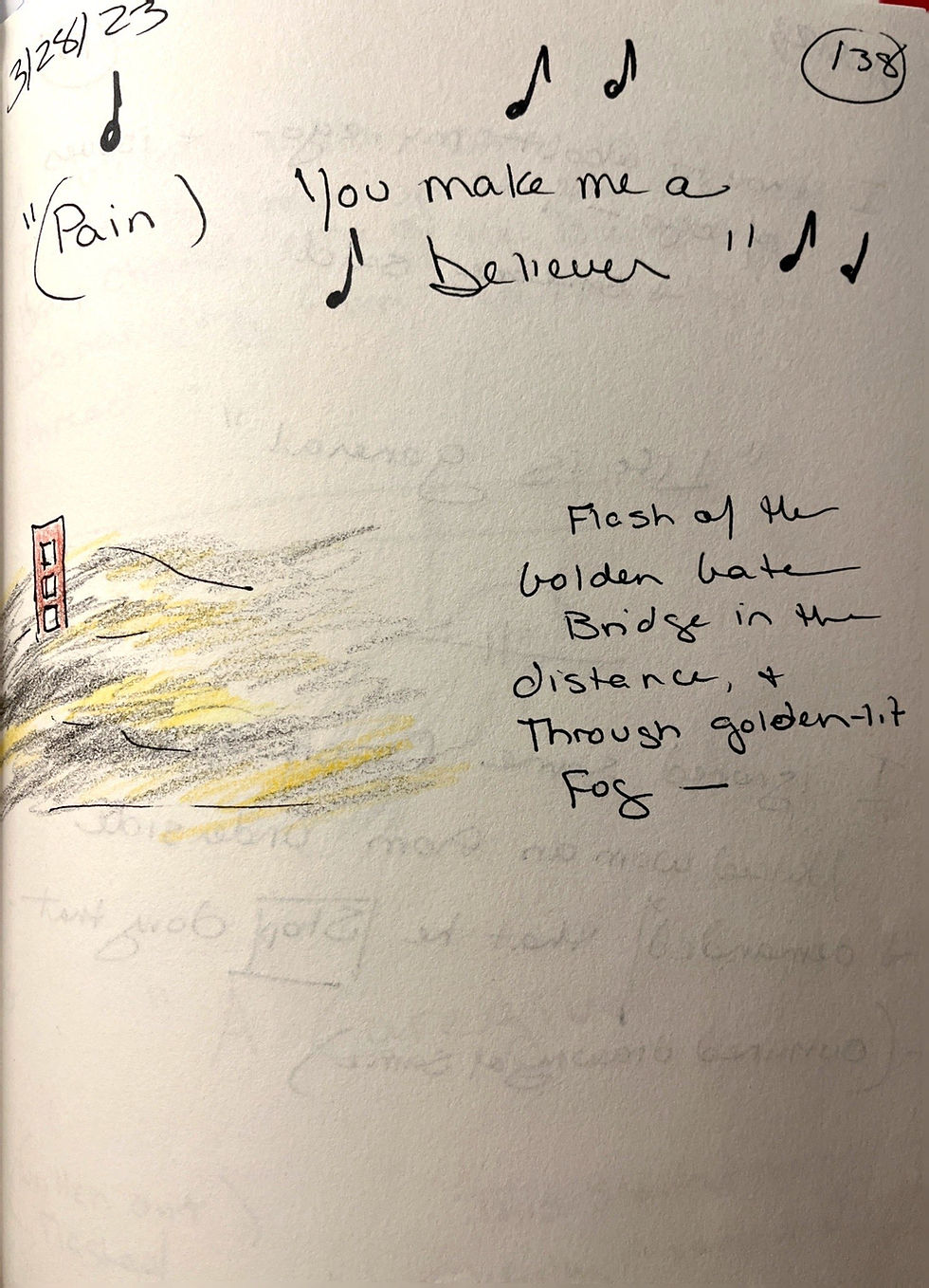 Sketch and notes about the Golden Gate Bridge