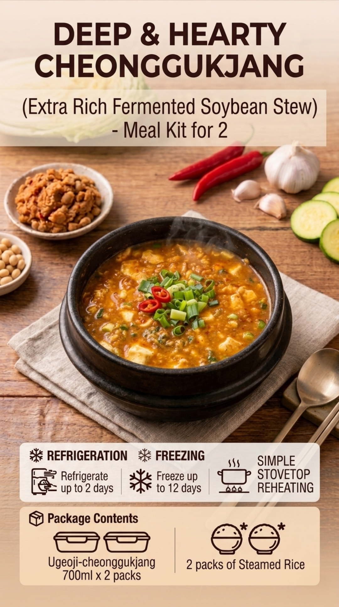 Cheonggukjang (Extra Rich Fermented Soybean Stew) - Meal Kit 2 packs | 청국장 찌개