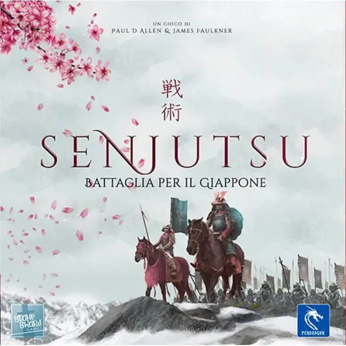 Copertina gioco Senjutsu Battaglia per il Giappone, guerrieri samurai e sakura.