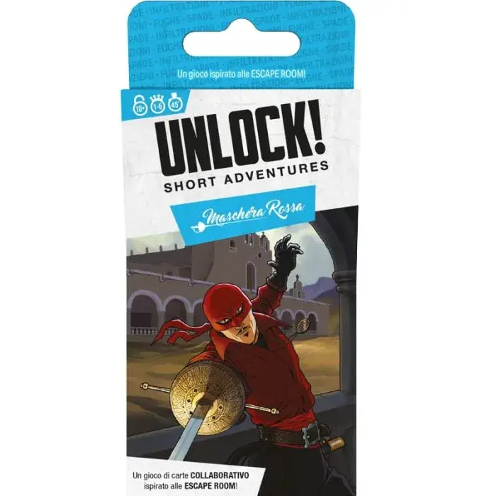 Scatola gioco UNLOCK! SHORT ADVENTURES Maschera Rossa, personaggio con spada.