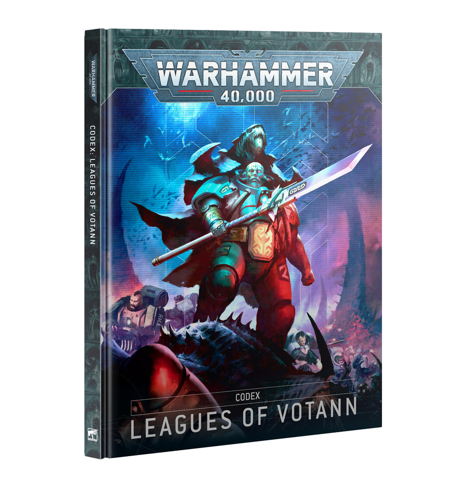 Libro Warhammer 40,000 Leagues of Votann con soldato spaziale.