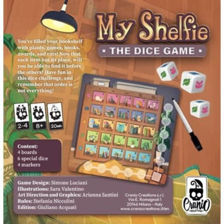Copertina gioco My Shelfie: The Dice Game con dadi.