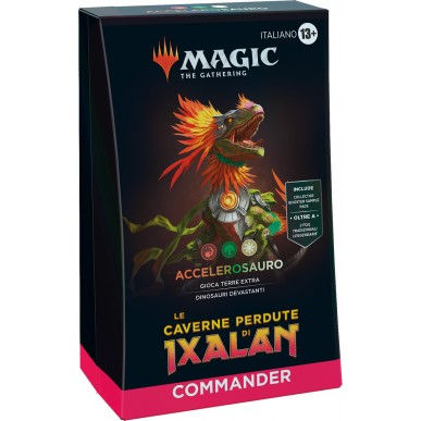 Scatola Magic: The Gathering ACCELEROSAURUS, LA CAVERNE PERDUTE DI IXALAN COMMANDER.