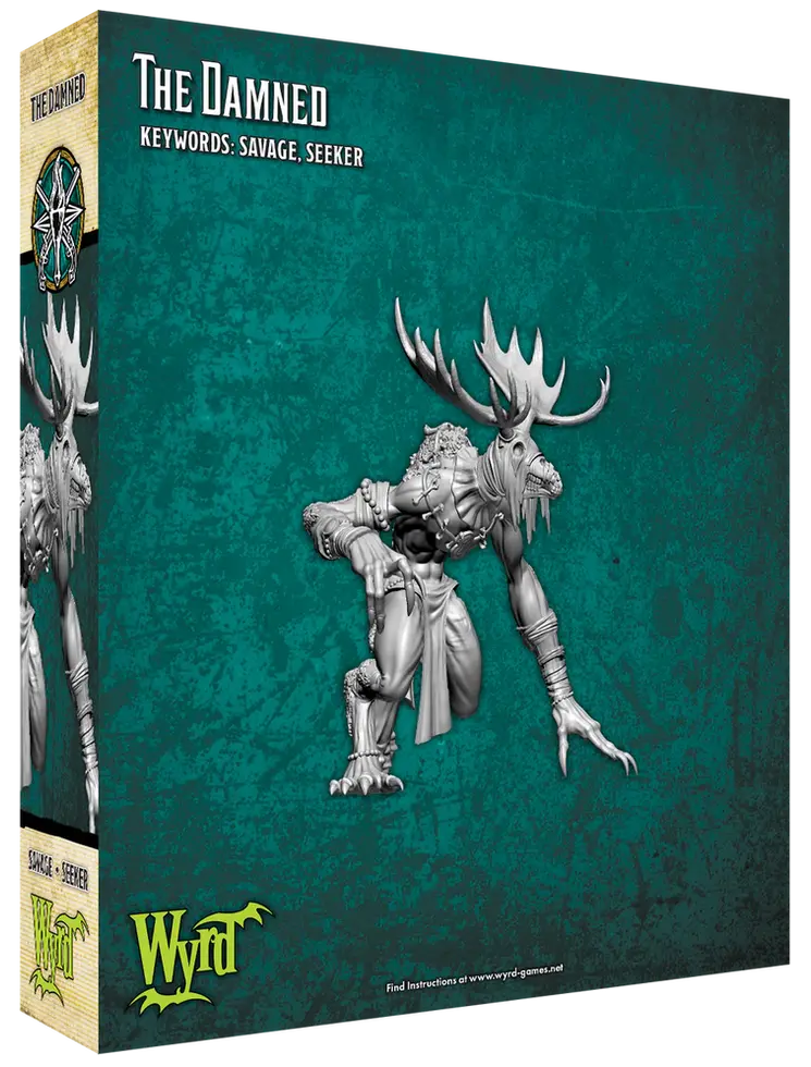 Miniatura di creatura feroce con grandi corna di alce, KEYWORDS SAVAGE ORCS.