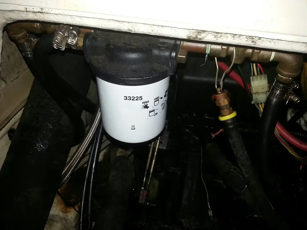 A typical fuel filter inside the bilge
