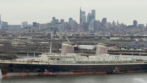 Big Crowds Gather Along U.S. Waterways to Catch 'SS United States' Ocean Liner Before Scuttling