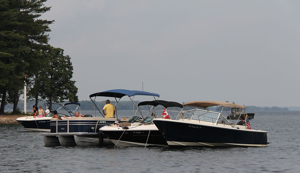 Group of boats rafted together