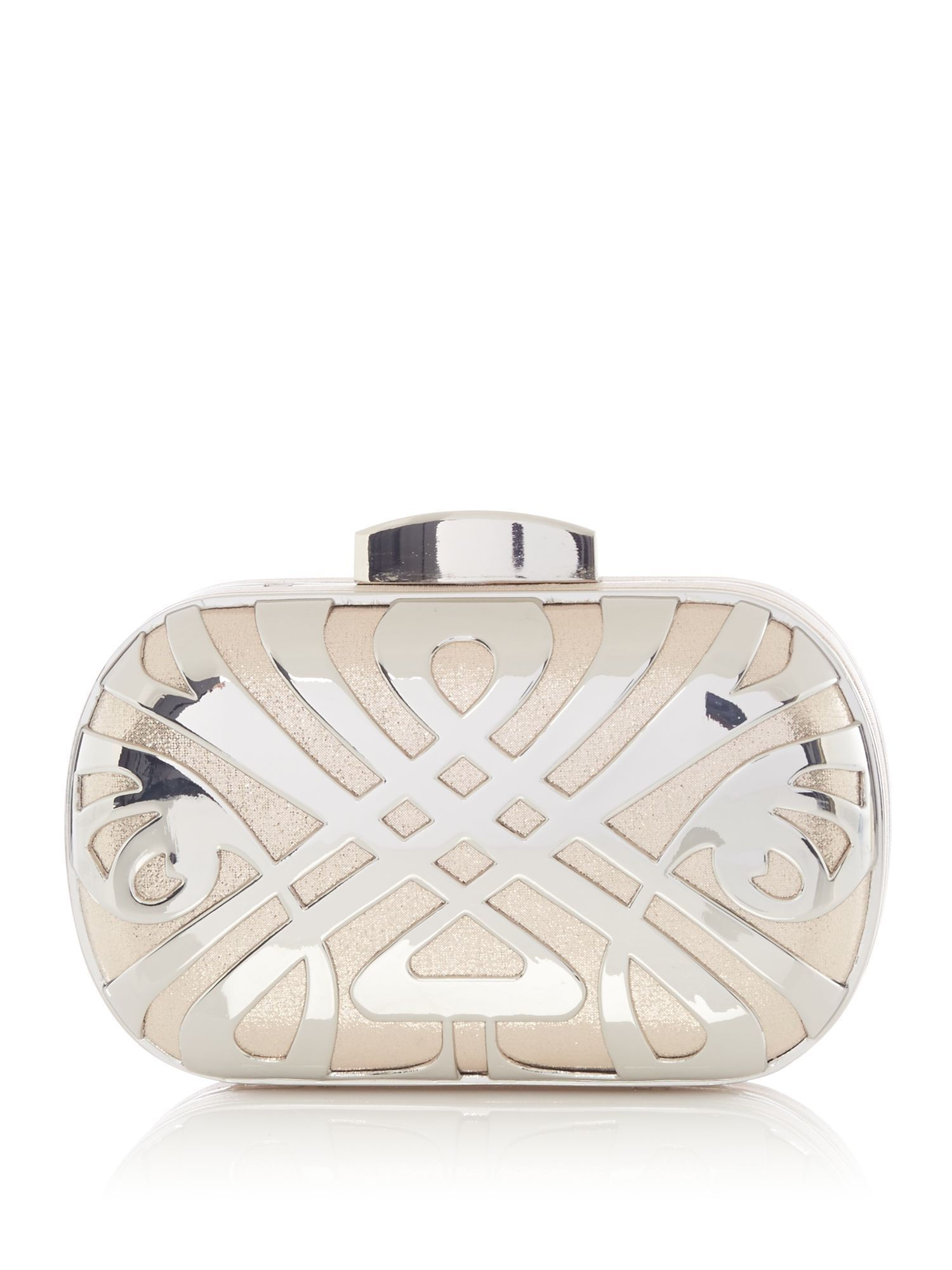 Biba logo box clutch, Silver