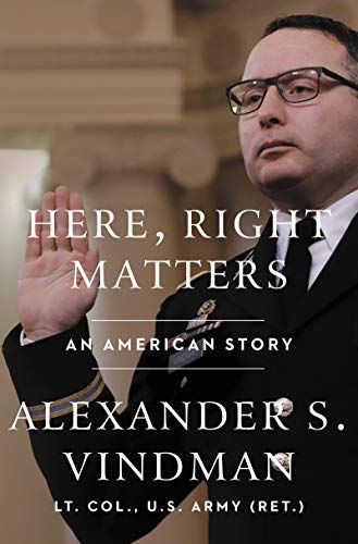 Here, Right Matters: An American Story by Alexander Vindman book cover on shop books