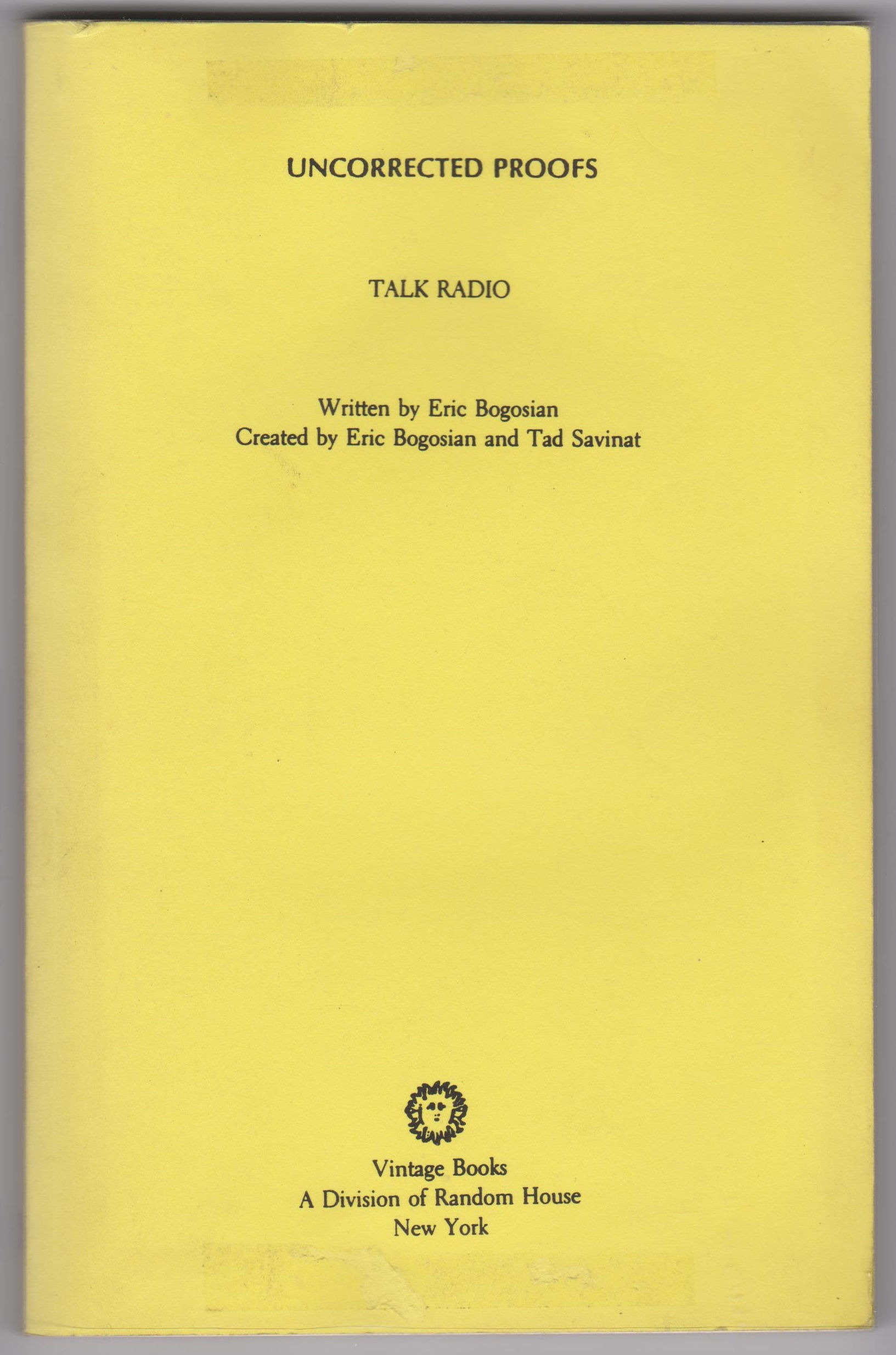 Talk Radio by Eric Bogosian book cover