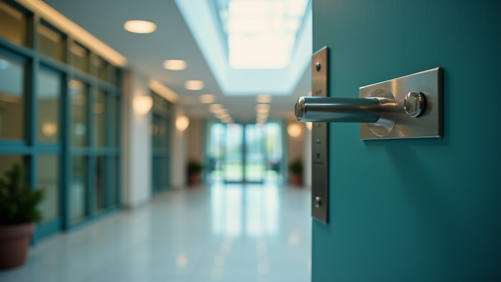 Close-up view of a healthcare facility's entrance