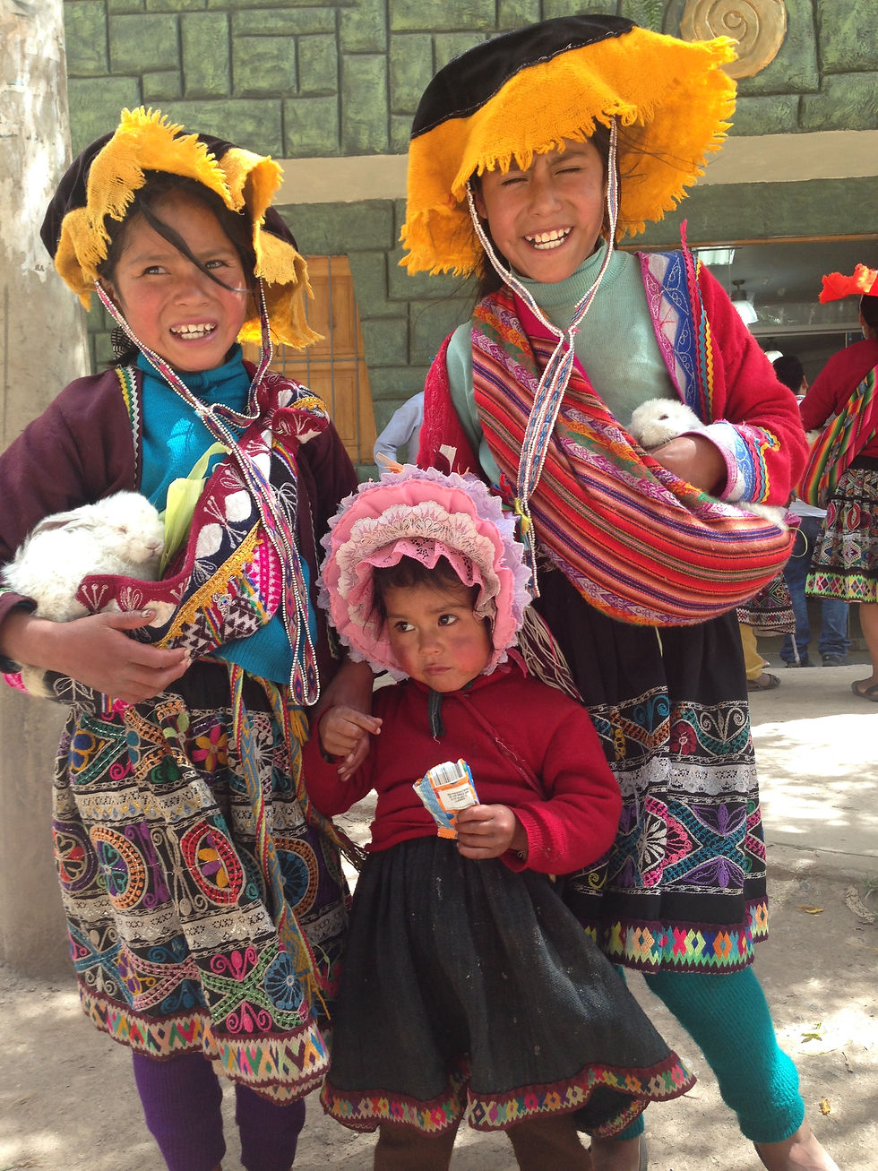 Beautiful children in cultural dress in Peru