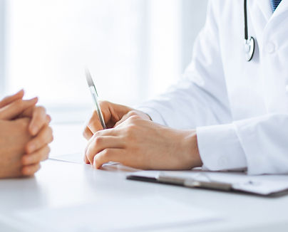 Doctor and Patient's hands depicting a consultation