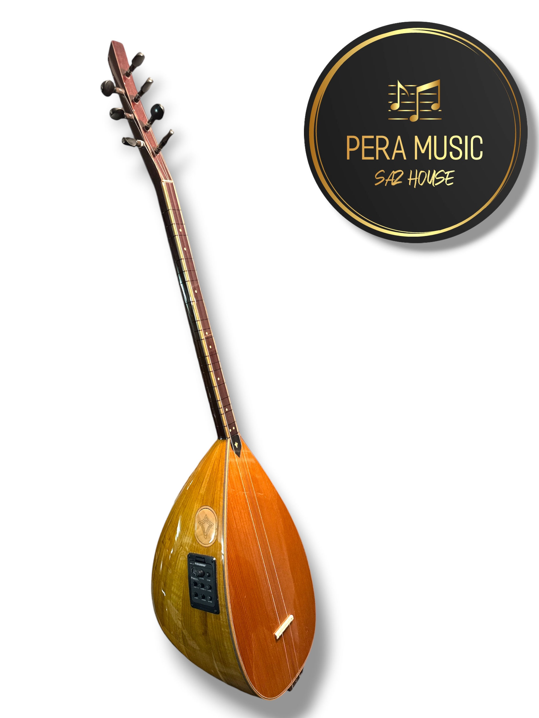 Baglama professionnel à col court avec égaliseur Fishman et étui souple professionnel (couleur spéciale)