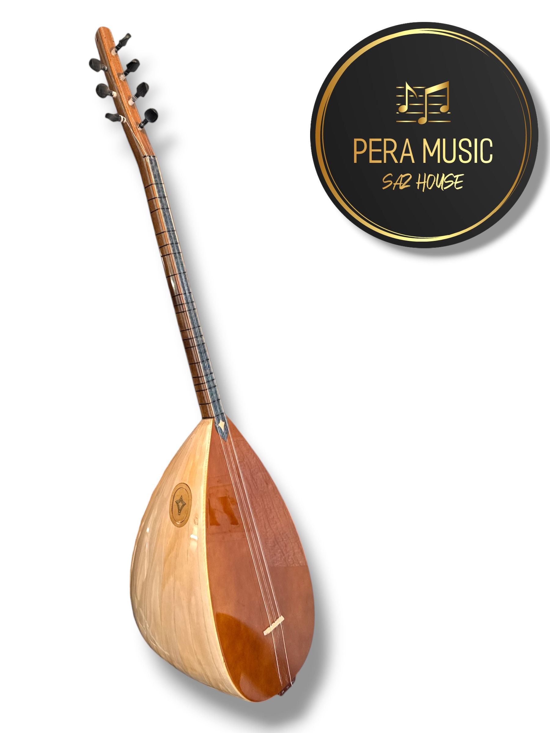 Kurzhals Baglama Profi mit Tonabnehmer, Tasche und Zubehör Diyar Saz E