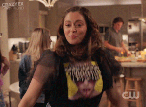 Rachel Bloom as Rebecca Bunch in Crazy Ex Girlfriend doing some dance moves