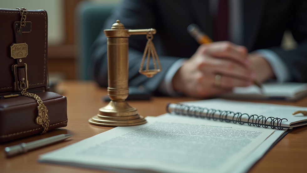 Eye-level view of a notary public's desk with essential notary tools