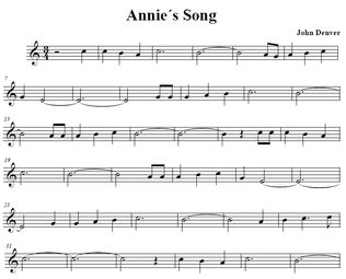 Resultado de imagen de partitura annie's song