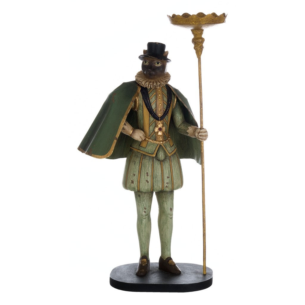 騎士猫キャンドルホルダー・グリーン