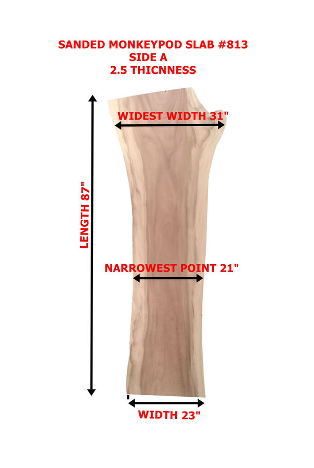Wood slab showing Length 87